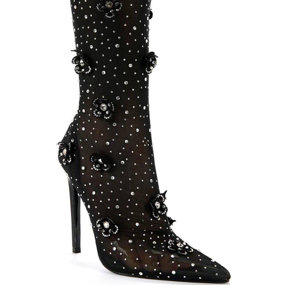 AZALEA WANG SMARLOWE-BLACK STILETTO BOOTIE. Sz: 9